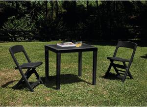 Set tavolo e sedie Poker in polipropilene per 2 persone, grigio / argento