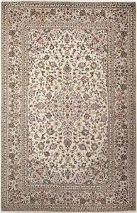 Tappeto Kashan Persia Medaglione Avorio Blu 195x305 Cm