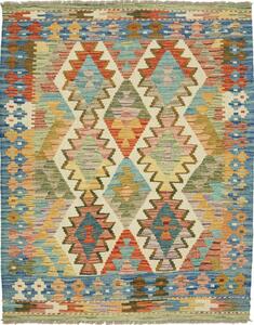 Tappeto Kilim Afghanistan Geometrico Multicolore Vivace 104x134 Cm