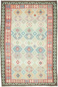 Tappeto Kilim Afghanistan Geometrico Multicolore Azzurro 192x292 Cm