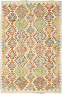 Tappeto Kilim Afghanistan Geometrico Multicolore Avorio 120x179 Cm