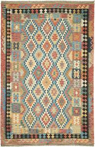 Tappeto Kilim Afghanistan Astratto Multicolore Azzurro 195x304 Cm