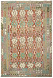 Tappeto Kilim Afghanistan Astratto Grigio Terracotta 203x295 Cm