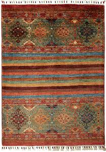 Tappeto Samarkand Pakistan Geometrico Multicolore Rosso 84x123 Cm
