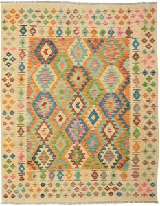 Tappeto Kilim Afghanistan Geometrico Crema Arancio 160x202 Cm