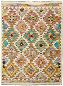 Tappeto Kilim Afghanistan Astratto Avorio Multicolore Vivace 109x147 Cm