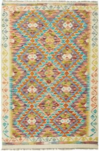 Tappeto Kilim Afghanistan Geometrico Multicolore Vivace 103x155 Cm