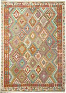 Tappeto Kilim Afghanistan Geometrico Multicolore Pastello Vivace 204x290 Cm