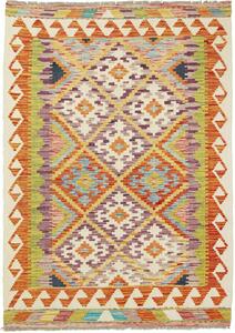 Tappeto Kilim Afghanistan Geometrico Multicolore Panna 102x142 Cm