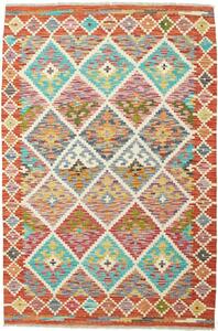 Tappeto Kilim Afghanistan Geometrico Terracotta Turchese 102x150 Cm