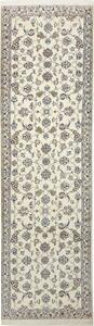 Tappeto Nain 9la Persia Floreale Bianco Crema Blu 90x332 Cm