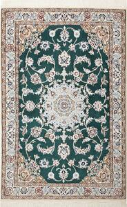 Tappeto Nain 9la Persia Medaglione Verde Smeraldo Avorio 101x154 Cm