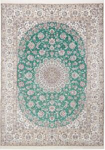 Tappeto Nain 9la Persia Medaglione Smeraldo Avorio 252x350 Cm