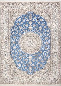 Tappeto Nain 9la Persia Medaglione Blu Cielo Avorio 253x347 Cm