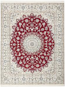 Tappeto Nain 9la Persia Medaglione Rosso Crema 207x262 Cm