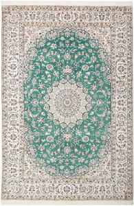 Tappeto Nain 9la Persia Medaglione Verde Avorio 200x298 Cm