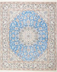 Tappeto Nain 9la Persia Medaglione Azzurro Bianco 203x257 Cm