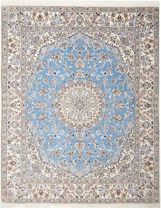 Tappeto Nain 9la Persia Medaglione Azzurro Cielo Crema 197x245 Cm