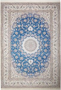 Tappeto Nain 9la Persia Medaglione Blu Reale Crema 245x355 Cm