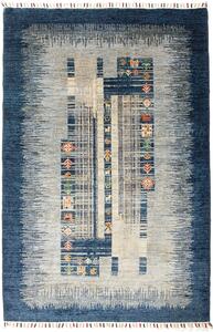 Tappeto Siva Pakistan Geometrico Blu Beige 122x185 Cm