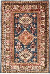 Tappeto Kazak Fine Pakistan Geometrico Blu Rosso 98x147 Cm