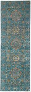 Tappeto Mamlouk Pakistan Geometrico Blu Petrolio Ocra 80x245 Cm