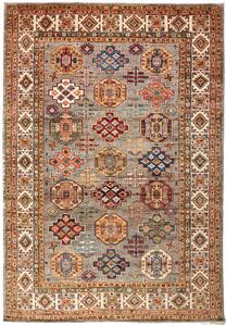 Tappeto Kazak Fine Pakistan Geometrico Grigio Policromo 210x307 Cm