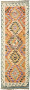 Tappeto Kilim Afghanistan Geometrico Arancio Azzurro 61x185 Cm