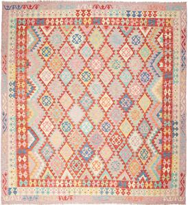 Tappeto Kilim Afghanistan Astratto Multicolore Pastello 265x285 Cm