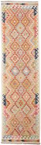 Tappeto Kilim Afghanistan Geometrico Terracotta Azzurro 84x309 Cm