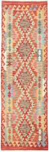 Tappeto Kilim Afghanistan Geometrico Rosso Multicolore Vivace 77x248 Cm