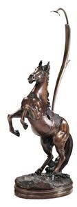 Statua in bronzo con paralume tiffany e base in marmo bronze b522