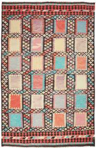Tappeto Kilim Afghanistan Geometrico Multicolore Vivace 199x309 Cm