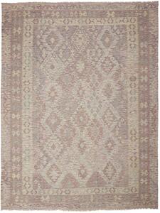 Tappeto Kilim Afghanistan Geometrico Beige Grigio 209x278 Cm