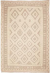 Tappeto Kilim Afghanistan Geometrico Beige Tortora 203x292 Cm