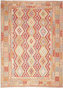 Tappeto Kilim Afghanistan Astratto Rosso Beige 212x285 Cm