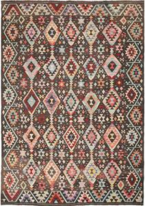 Tappeto Kilim Afghanistan Geometrico Multicolore Marrone Scuro 204x295 Cm