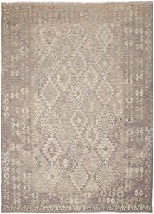 Tappeto Kilim Afghanistan Geometrico Tortora Malva 213x289 Cm