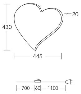 HerzBlut Applique a LED cuore midi, 43 cm, legno, spina