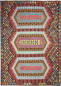 Tappeto Kilim Afghanistan Astratto Marrone Rosso 206x289 Cm