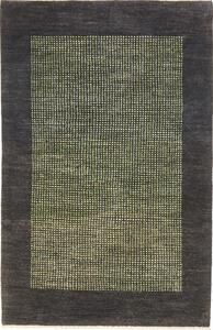 Tappeto Shayan Pakistan Geometrico Grigio Antracite Verde 153x207 Cm