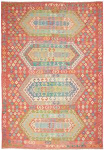 Tappeto Kilim Afghanistan Geometrico Terracotta Policromo 208x301 Cm
