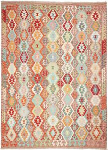 Tappeto Kilim Afghanistan Astratto Terracotta Multicolore 210x284 Cm