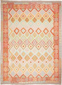 Tappeto Kilim Afghanistan Geometrico Multicolor Arancione 216x294 Cm