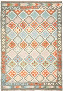 Tappeto Kilim Afghanistan Astratto Grigio Arancione 208x299 Cm