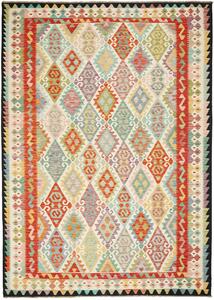 Tappeto Kilim Afghanistan Geometrico Multicolor Vivace 208x291 Cm