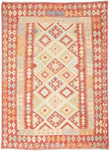 Tappeto Kilim Afghanistan Geometrico Rosso Crema 174x242 Cm
