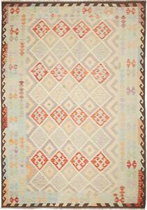 Tappeto Kilim Afghanistan Astratto Menta Beige 211x302 Cm