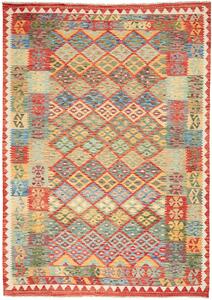 Tappeto Kilim Afghanistan Geometrico Multicolore Vivace 205x288 Cm