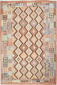 Tappeto Kilim Afghanistan Geometrico Pesca Azzurro 202x296 Cm
